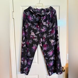 Torrid Black and Purple Floral Belted Wide Leg Palazzo Pants Torrid 0